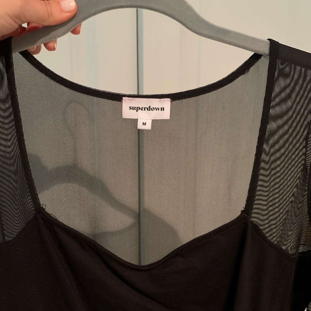 Superdown Nathalie Mesh Sleeve Bodysuit